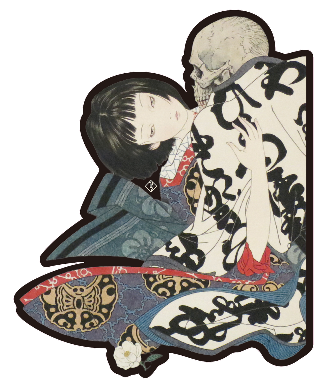 [Takato YAMAMOTO] 襤褸オリジナルステッカー ダイカット スカルと抱き合う少女