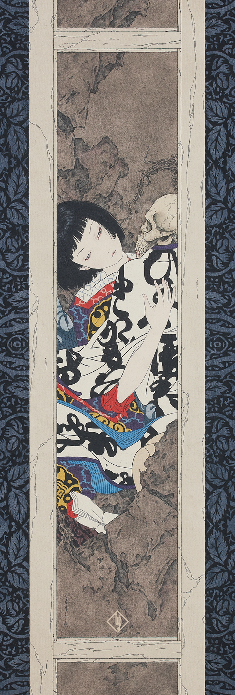 [Takato YAMAMOTO] 襤褸オリジナルステッカー長方形 スカルと抱き合う少女