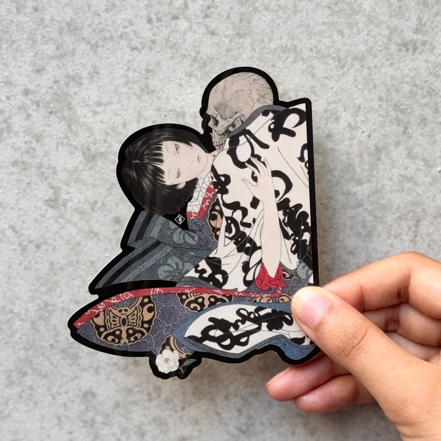 [Takato YAMAMOTO] 襤褸オリジナルステッカー ダイカット スカルと抱き合う少女